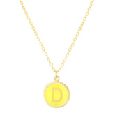 14K Yellow Enamel D Initial Necklace